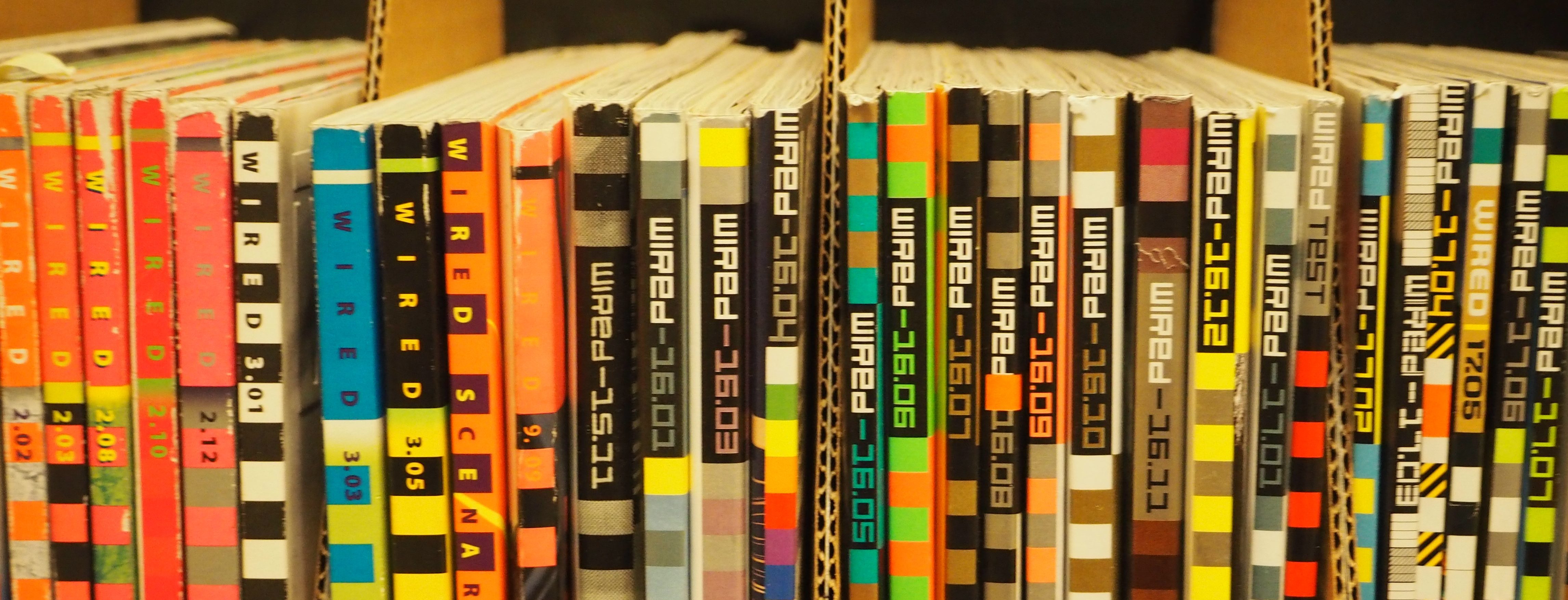 old wired magazine spines